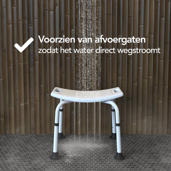 Brixy Douchekruk - In Hoogte Verstelbaar - Douchestoel - Anti-Slip - Met Douchekophouder - Max. 150 kg - Wit