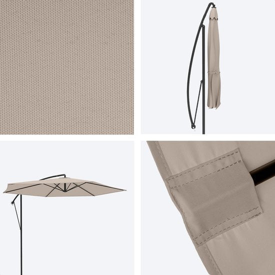 LifeGoods Zweefparasol - Ø300cm - Waterdicht - Geschikt voor Tot 8 Personen - Taupe - Inclusief Hoes