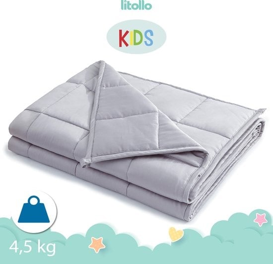 Litollo Verzwaringsdeken kind 4,5 kg - Weighted Blanket - Duurzaam Bamboe Materiaal - Antraciet - 100x150cm