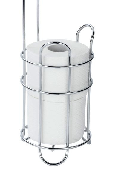 Staande Toiletrolhouder Chroom - Met Legplank en Reserverolhouder