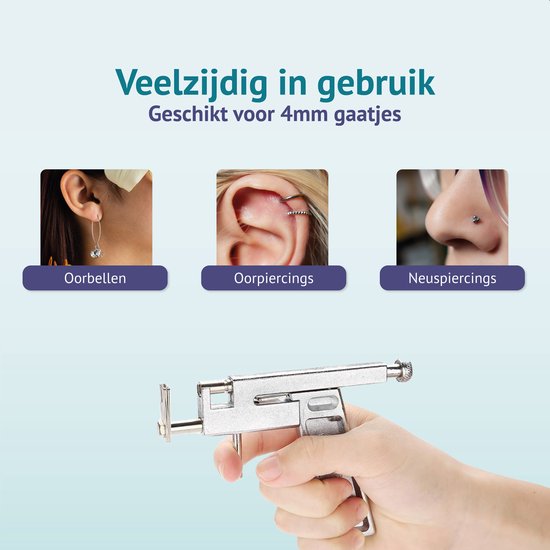 Oorbel schieter set - Metaal - Incl. Studs - Piercing - Kit - Gun - Oorpiercing - Pistool - Naald - Gaatjes schieter - Tang