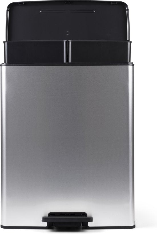 Curver Decobin Duo Prullenbak - 26L+26L - Rechthoekig - Zilver Metallic