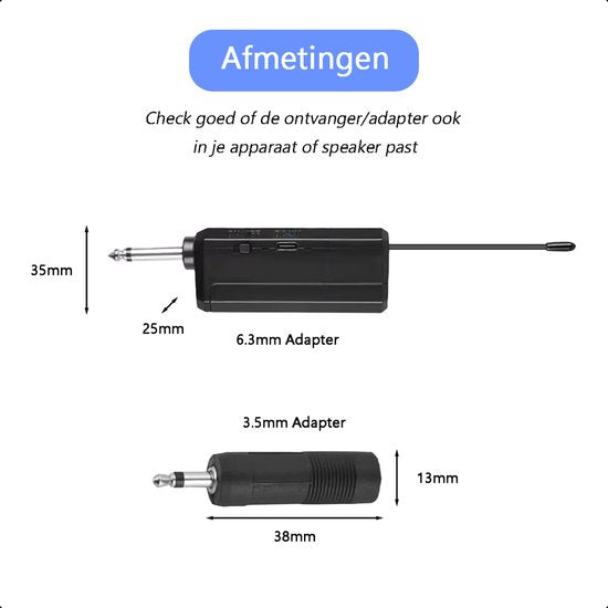 Tech Essentials Draadloze Microfoon - USB-C Oplaadbaar - Extra bereik - Karaoke - ASMR - Studio - Geschikt Voor Partybox - 3.5-6.3mm Jack