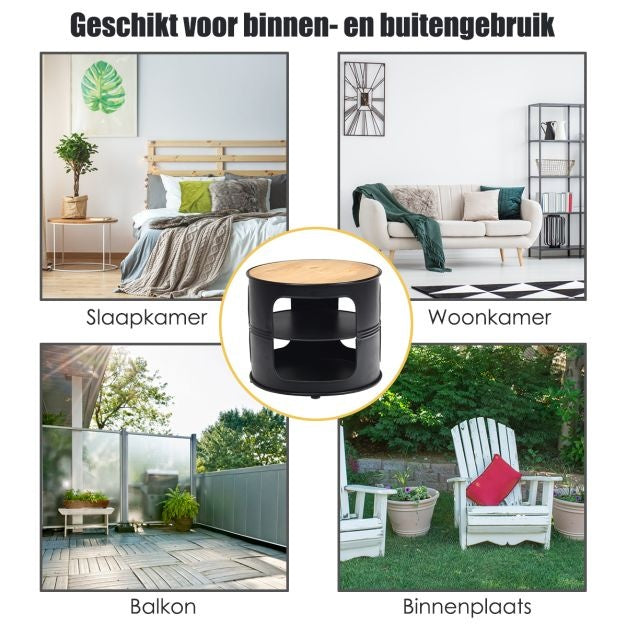 Coast Bijzettafel - 3 Laags - 50x50x41,5 cm - Zwart
