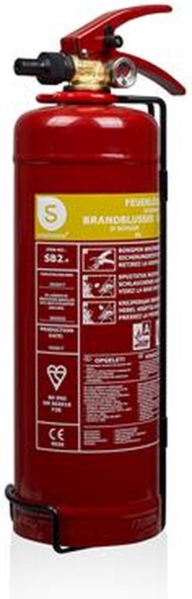 Smartwares 10.014.97 Brandblusser - 2 Liter - Schuim - Inclusief ophangbeugel - Brandklasse AB - BSI Gecertificeerd