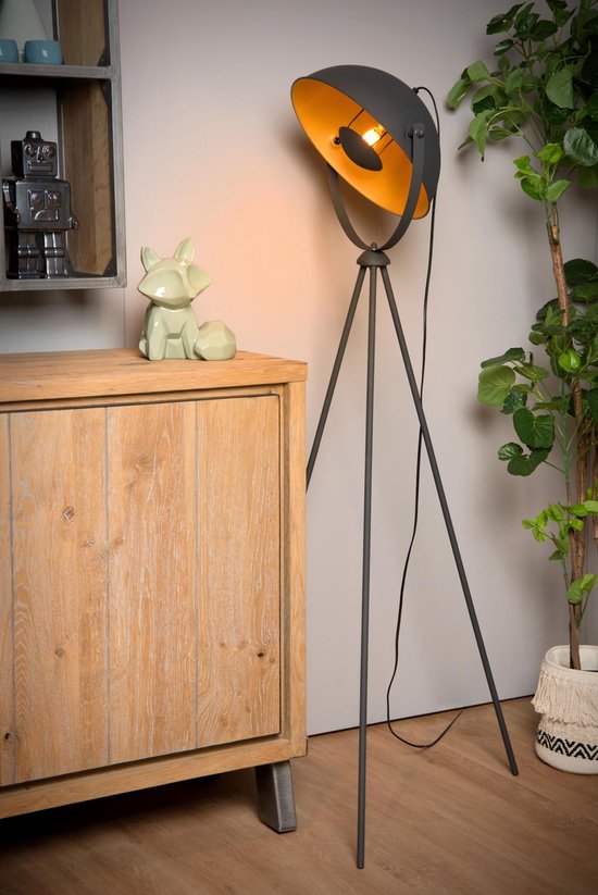 Lucide ALVARO - Vloerlamp - 1xE27 - Zwart