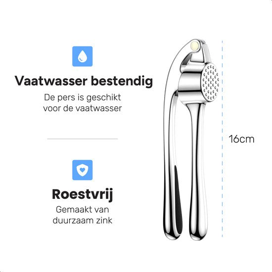 Knoflookpers - Lookpers - Gemberpers - Knoflookrasp - RVS - Zilver - Luft