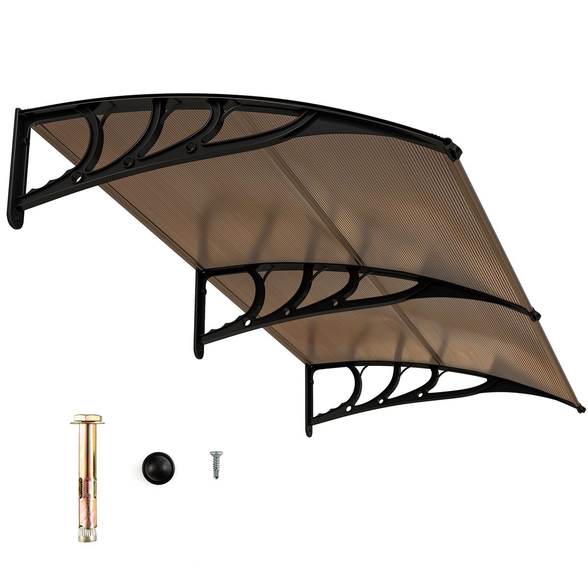Coast Voordeurluifel - robuuste aluminium constructie - UV-bescherming - koffie - 199 x 99 cm