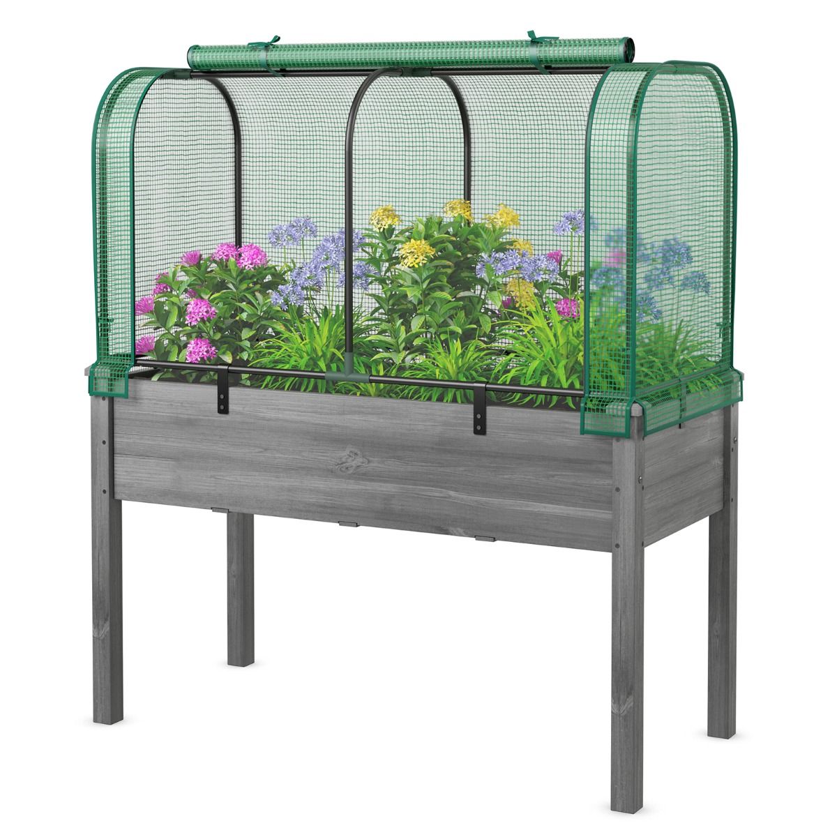 Coast Mini-kas - draagbare tuinkas - oprolbare ritsdeur - waterdicht PE zonwering - wit/groen 118 x 55 x 60 cm