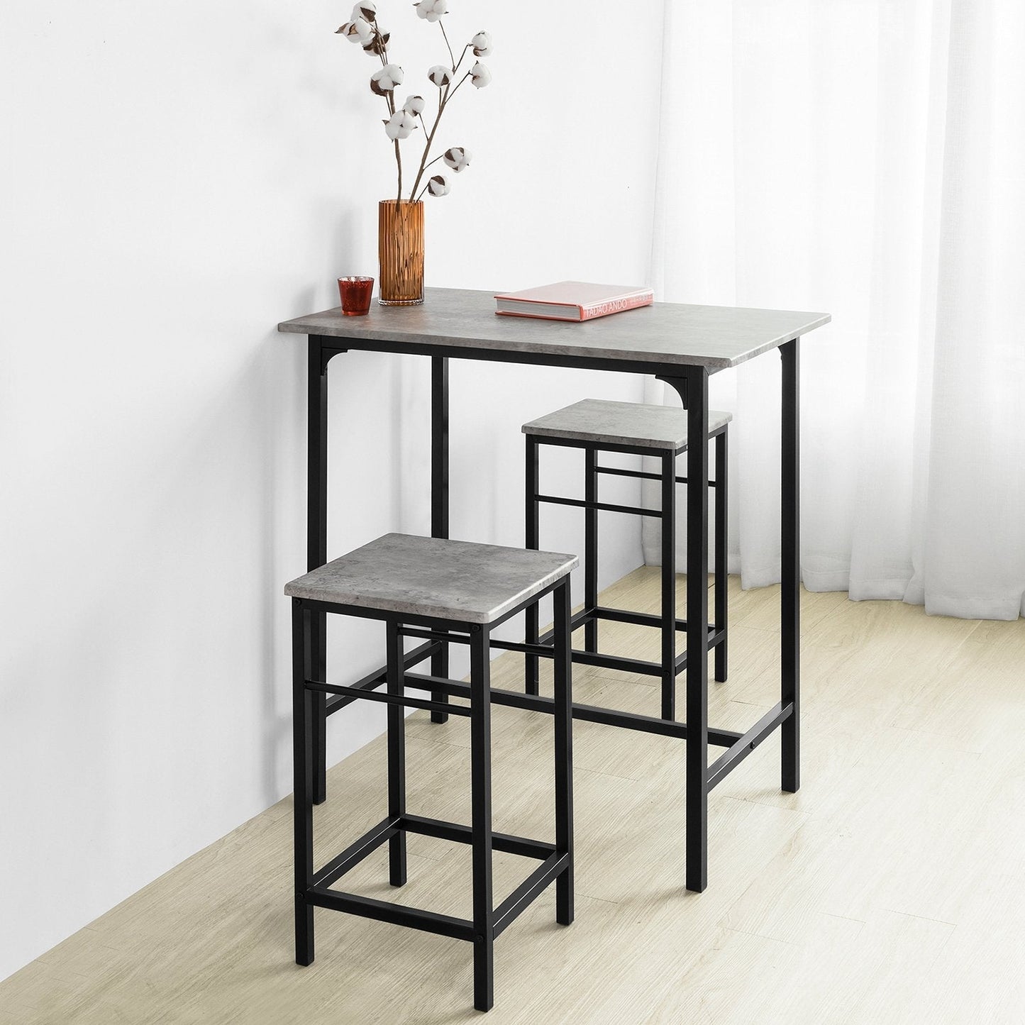 SoBuy Bistrotafel - Modern - 1 tafel + 2 Krukken