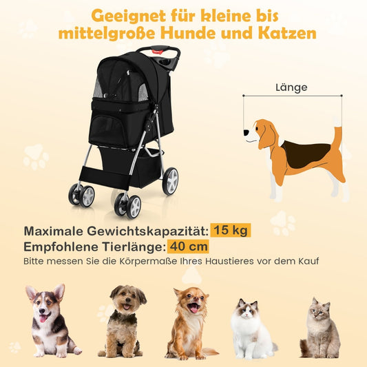 Coast Dog auto huisdieren buggy tot 15 kg 81 x 45 x 101 cm zwart