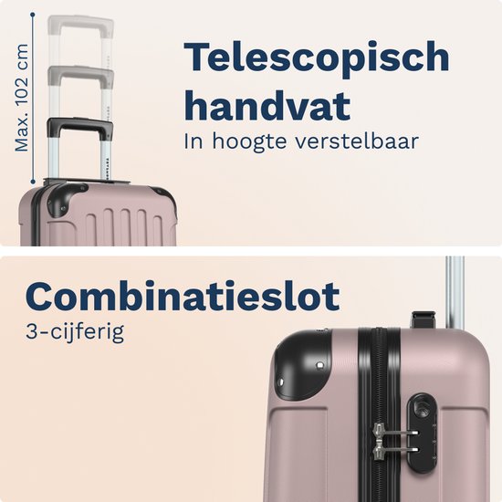 TRVLMORE Handbagagekoffer - 40x30x20 cm - 24L - Roségoud - Cijferslot - 4 Wielen