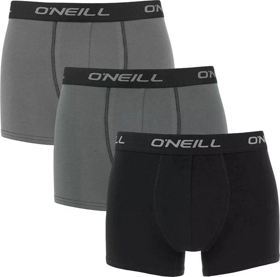O'Neill Heren Boxershorts Trunks 900003 Effen Grijs/Zwart 3-Pack - Maat S