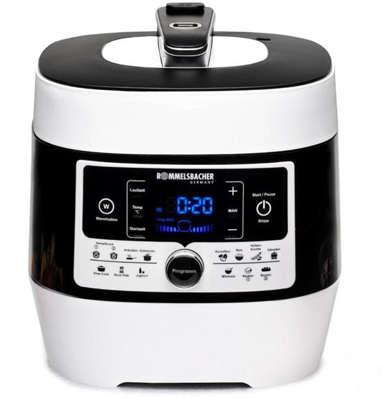 Rommelsbacher multifunctionele snelkookpan Mein Hans MD 1000 – 14 programma’s – Snelkoken, Rijstkoken, Sauteren, Stomen, Slowcooking, Sous-vide, Bakken en braden, Frituren – 6 liter