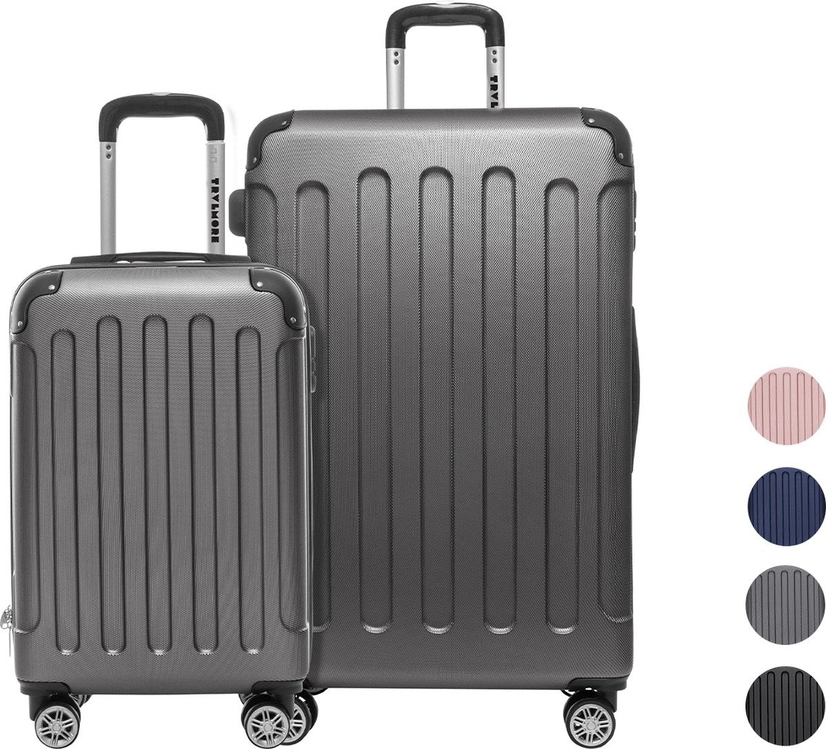 TRVLMORE 2 Delige Kofferset - 38L Handbagage + 110L Ruimbagage - Donkergrijs