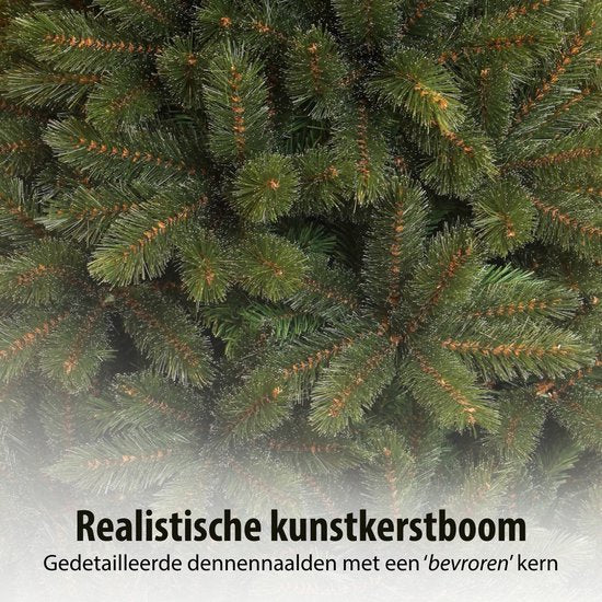 Triumph Tree Forest Frosted Kerstboom H155 cm - Kerstversiering voor Binnen met Frosted Naalden - Kunstboom Rond met Insteekconstructie en Kliksysteem - Ø119 cm - Groen