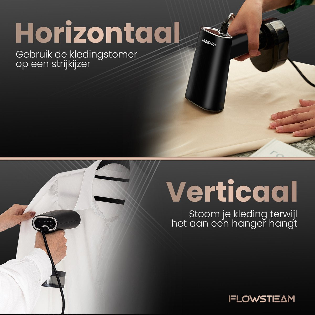 FLOWSTEAM® Luxe Kledingstomer - Handstomer - Stoomapparaat Kleding - Matte Black Edition
