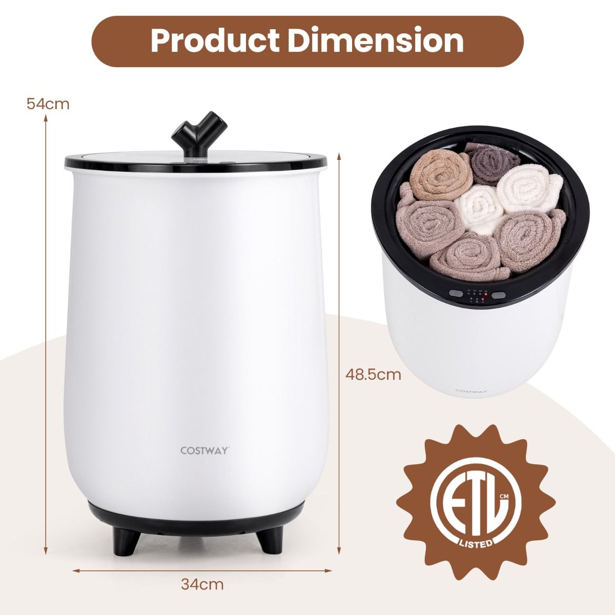 Coast Elektrische Handdoekverwarmer - 3 verwarmingsniveaus - timerfunctie - zwart - 23 liter