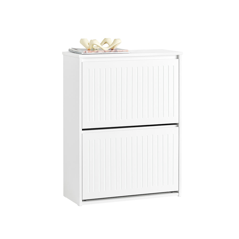 SoBuy Schoenenkast FSR165-K-W - 2 Kleppen - 26 x 61 x 81 cm - Wit