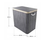 Juskys Bamboe wasmand - 150 liter - 3 compartimenten - grijs - met deksel