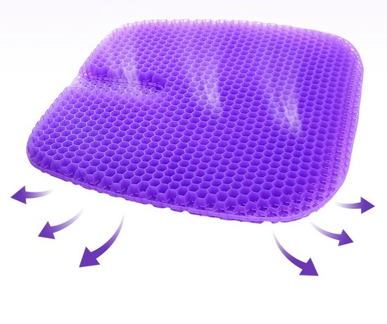Fuegobird Gelkussen - Ergonomisch kussen - Zitkussen orthopedisch - Dubbellaagse honingraatstructuur - Met Kussenhoes - Paars