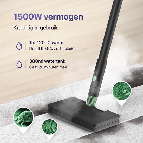 LUMAN 16 in 1 Stoomreiniger Én Handstomer V3 - Tapijtreiniger - Vlekkenreiniger - Vloerreiniger - Met 16 Opzetstukken en 3 Microvezeldoeken - Groen