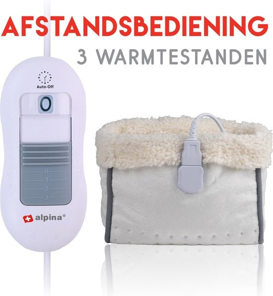 alpina Elektrische Voetenwarmer - Binnenhoes Wasbaar - Overhittebeveiliging - 3 Standen - Wit