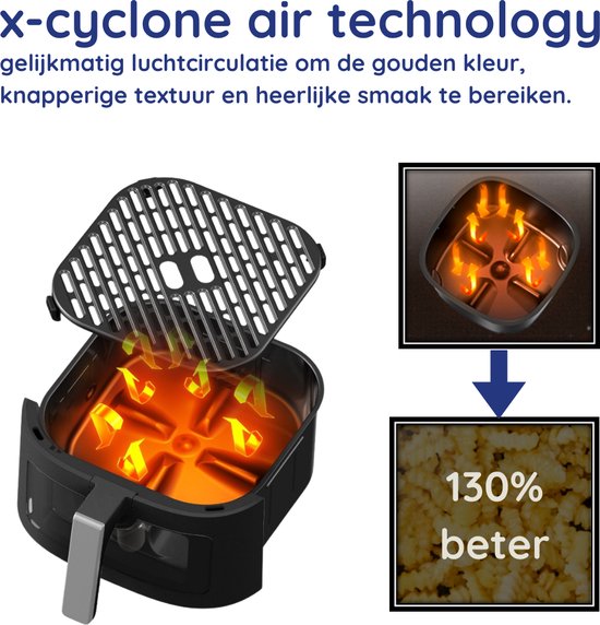 Safecourt Kitchen Airfryer XXL - Heteluchtfriteuse - 1800W - 7L Inhoud - 40ºC tot 200ºC - Zwart