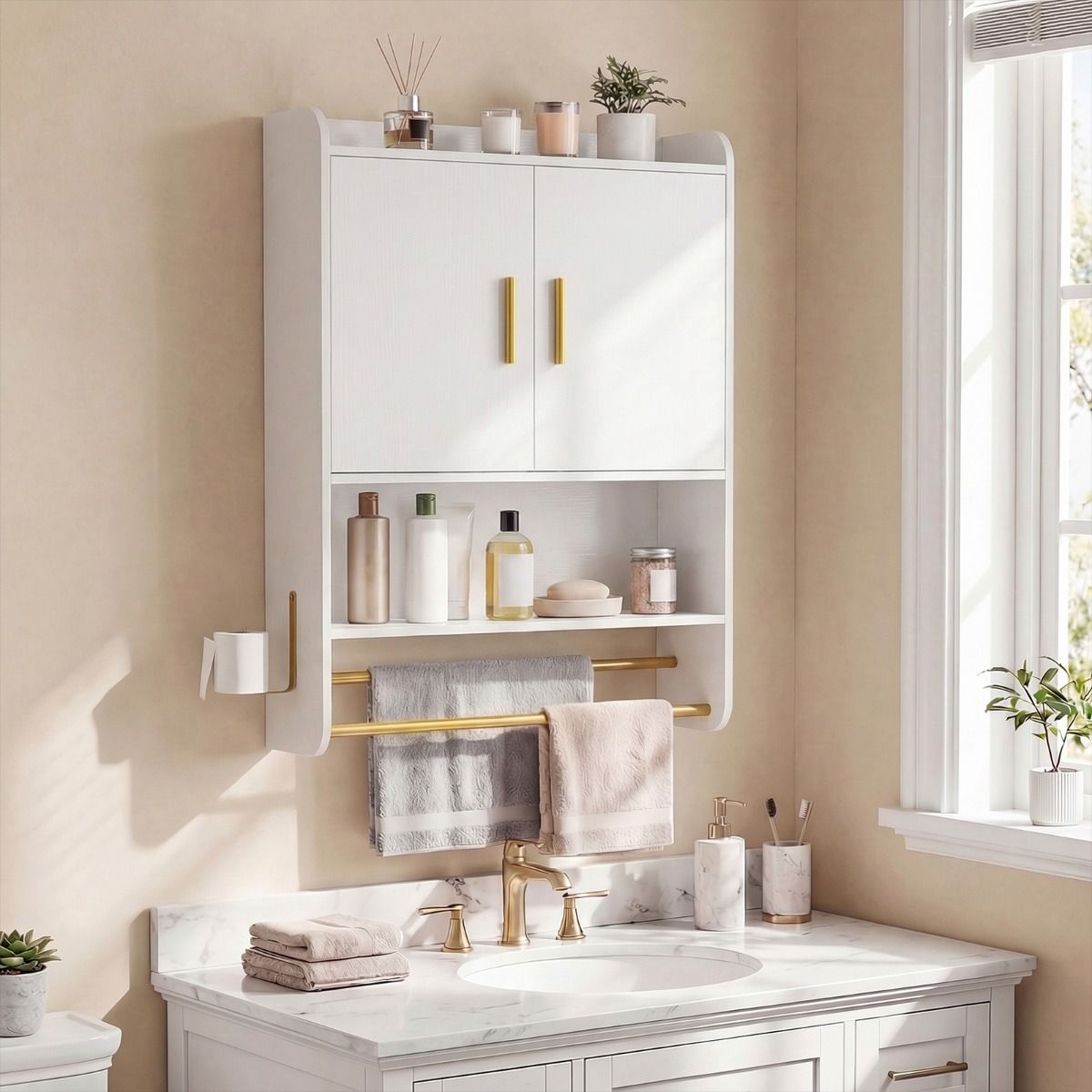 Coast Hangende Badkamerkast - twee deuren - verstelbare legplanken - zwart/wit - 55 x 20 x 80 cm