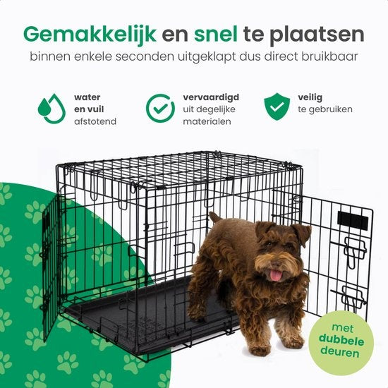 Gopets Hondenbench Opvouwbaar S – Bench – Voor Honden – Incl. Hondenkussen – 2 Deuren – 61 x 43 x 48 cm
