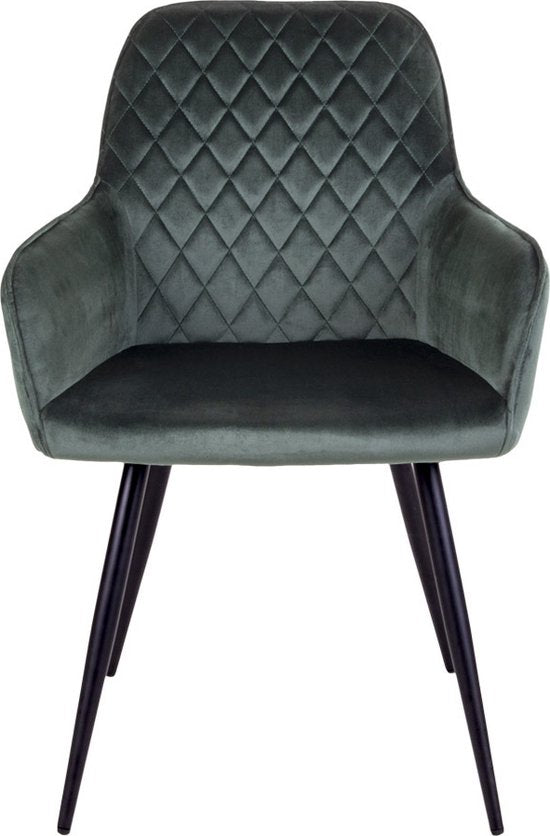 House Nordic Harbo Eetkamerstoel Velvet Groen - Set van 2