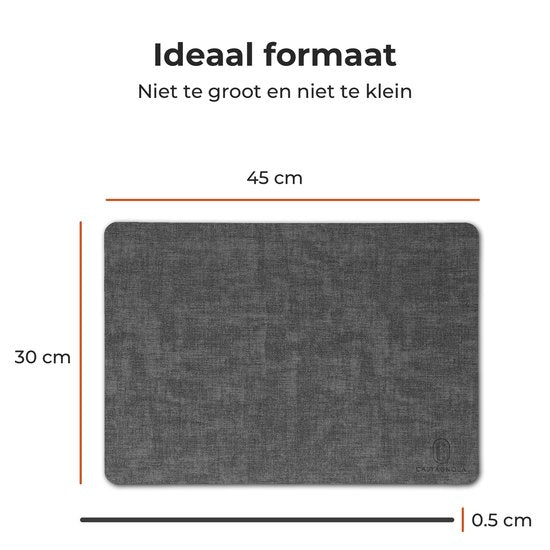 Castagnola Lederlook Placemats - Antislip Placemat van Kunstleer - Waterafstotende Onderlegger - Onderzetter - Placemats kunststof - 6 Stuks - 45 x 30 cm - Gemêleerd Zwart