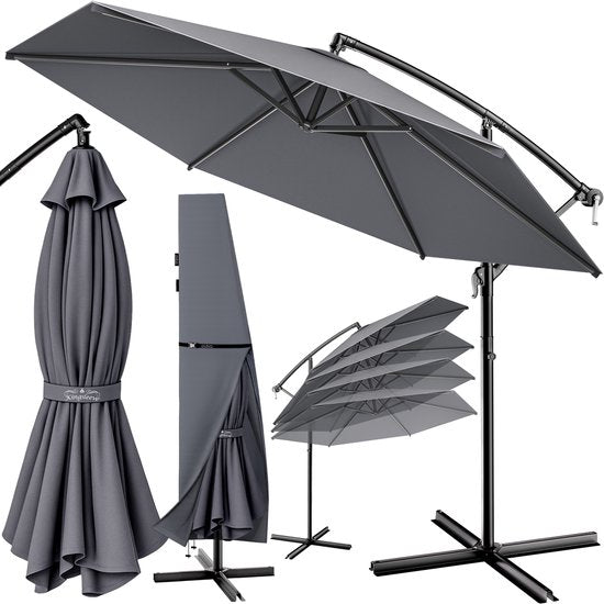 Kingsleeve Zweefparasol - Ø300cm UV bescherming 80+ - Antraciet