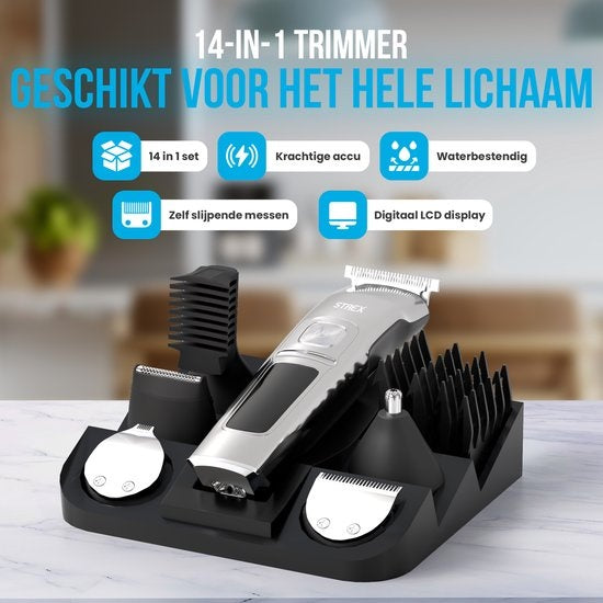 Strex Baardtrimmer - 14 in 1 Set - Draadloos & Waterbestendig - Multigroomer / Bodygroomer / Trimmer