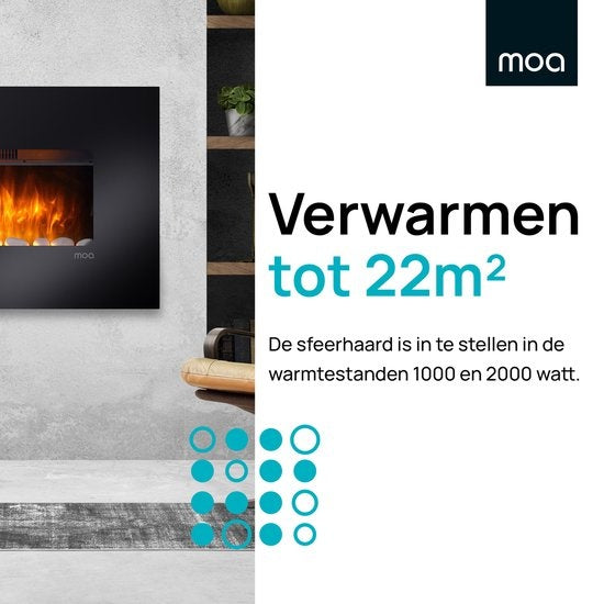 MOA Elektrische Haard - Sfeerhaard - Kachel - Zwart - Afstandsbediening - Ambilight - EF201FB