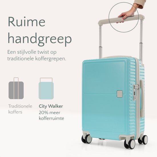 SC City Walker – 3-delige Kofferset | Lichtgewicht & Duurzaam | 20, 24 & 28 Inch | 360° Spinner Wielen | TSA-slot | Inclusief Beschermhoezen – Tiffany Blue
