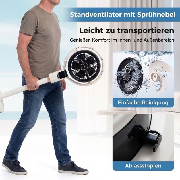 Coast Vernevelingsventilator met Afstandsbediening – 65-98 cm – 1,7 L – Wit