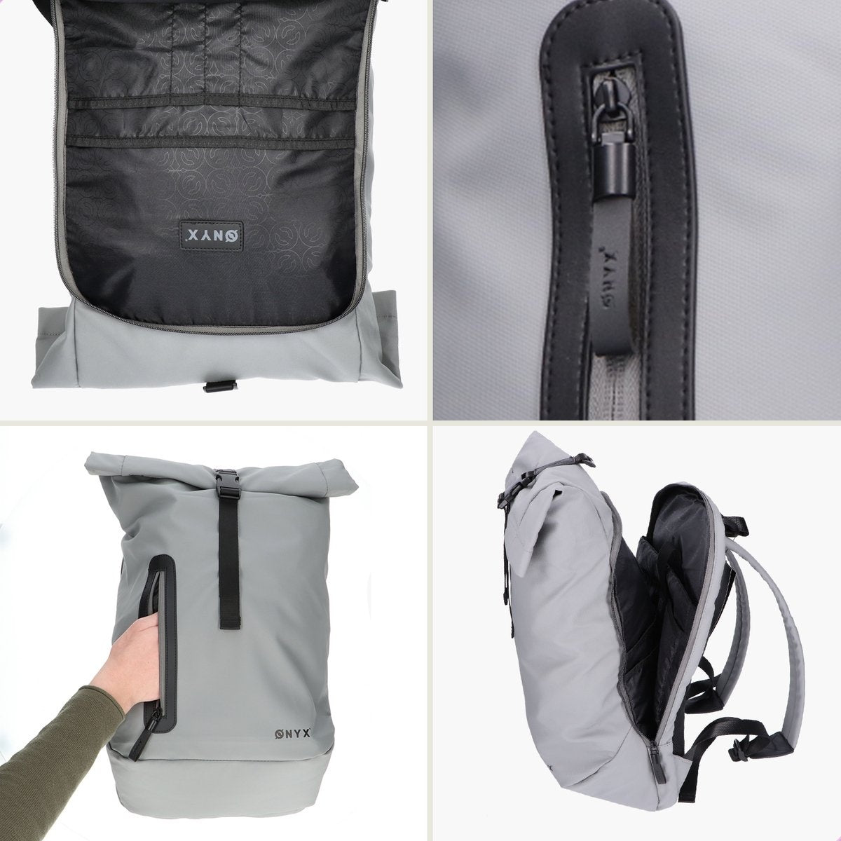 ONYX Rolltop Rugzak 25 tot 40L - Met Laptopvak - Verstelbare Rugtas - Reistas - Waterbestendig en Duurzaam - Grijs