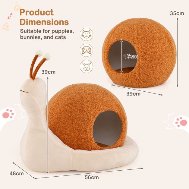 Coast Kattenmand 2-in-1 Slakkenvorm - Gesloten Kattenhuis met Uitneembaar Wasbaar Kussen - 56 x 48 x 39 cm - Bruin/Wit