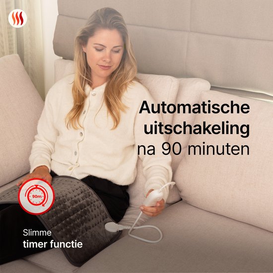 Seranova Elektrisch Warmtekussen voor Rug, Voeten, Nek, Schouders, Buik - Heating Pad - Verwarmingskussen - Wasmachine - 40x30cm - Donkergrijs