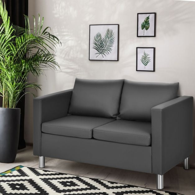Coast Tweezitsbank - 120x60x62,5 cm - Leer - Grijs