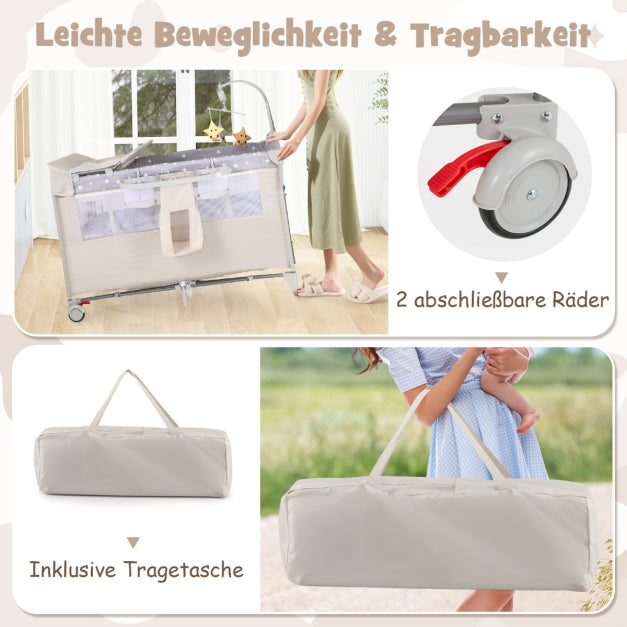Coast Zijbed - 5 In 1 - Wielen - Incl. Matras - 125 x 65 x 76 cm - Beige
