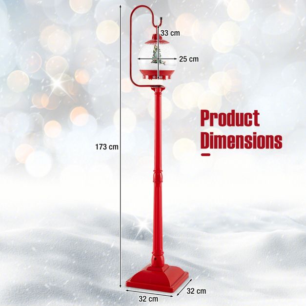 Coast Kerst Lantaarnpaal - Sneeuwbal - Geluidseffecten - 32 x 32 x 173 cm - Rood