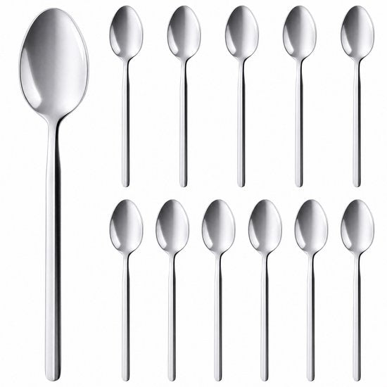 Deleca 12 stuks Theelepels Set Amor - Dessertlepels / Koffielepels - 14.2 cm - RVS / Zilver