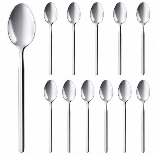 Deleca 12 stuks Theelepels Set Amor - Dessertlepels / Koffielepels - 14.2 cm - RVS / Zilver