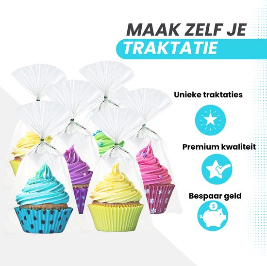 Feestio Uitdeelzakjes Transparant - Traktatie Zakjes kinderfeestje - Cellofaanzakjes - Snoepzakjes - cadeauzakjes