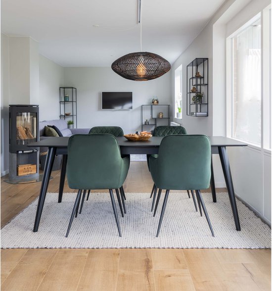 House Nordic Harbo Eetkamerstoel Velvet Groen - Set van 2
