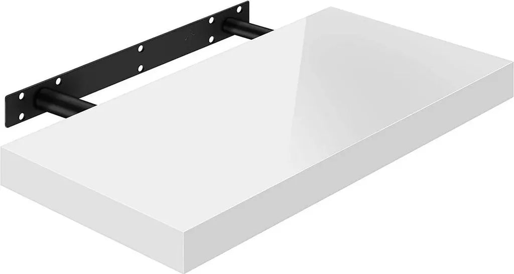 WOLTU Volato Wandplank Wit – Zwevende Hoogglans Plank voor Boeken en Decoratie – 40 x 22,9 x 3,8 cm
