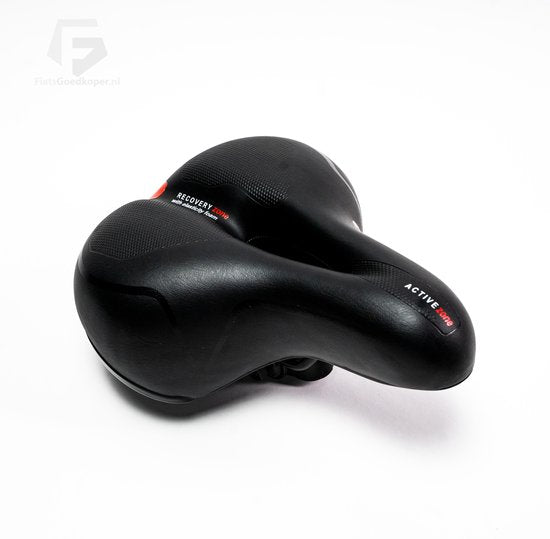 Voltano Fietszadel Met Gelpads - Zwart/Rood - Uitsparing - Zadelvering - Unisex - Inclusief Zadelstrop