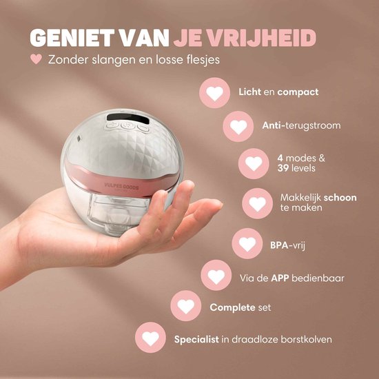 Vulpes Goods® Borstkolf - Elektrisch & Draadloos - Handsfree - BPA-vrij
